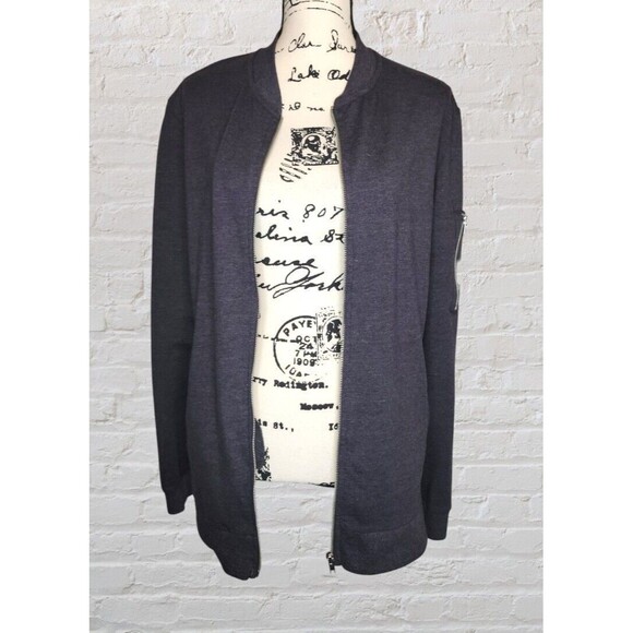 ASOS Design Gray Jersey Bomber Jacket Mens LG Full Zip MA-1 Pocket Minimalist - Picture 4 of 11